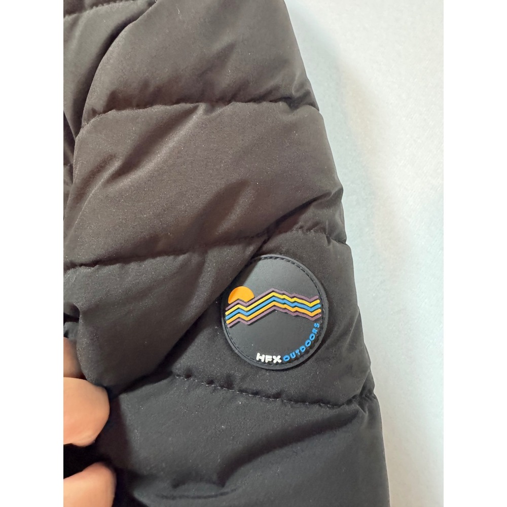 HFX Outdoors Puffer Jacket Womens Medium Black Quilted Water Resistant Hooded - Picture 8 of 10